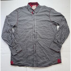 Haupt Germany Men’s Large 41/42, 16.5 Button Up Shirt Long Sleeve Gray Striped